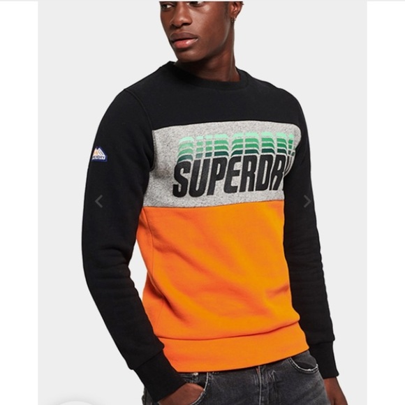SUPERDRY Triple Drop Color Block Logo Crew Sweatshirt EUC Men's S - Picture 2 of 12